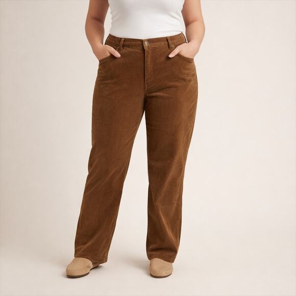Talbots Pants - Talbots Straight Leg Stretch Corduroy Pants - Curvy Fit Brown Corduroy Size 12